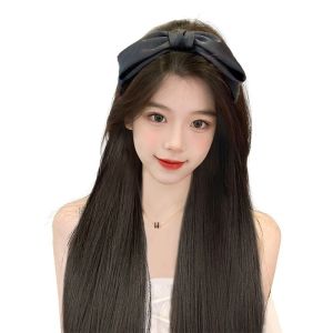 Synthetic Hairpiece with Center Parting and Fringe for Women