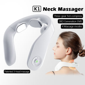 Jeeback Electric Neck Massager K1 Pro Cervical Massage Relieve Neck Wireless Pulse Massager 4 Modes Deep Kneading Massage for Families Elderly