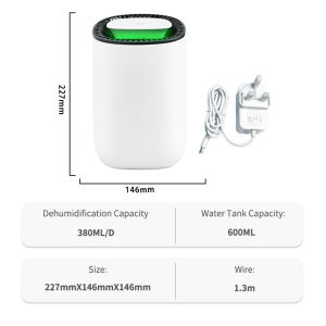 Hysure Geroge Dehumidifier With Night Light Quiet Auto-shutoff / Big Water Tank /SG Plug /Energy-saving Mini Dehumidifier