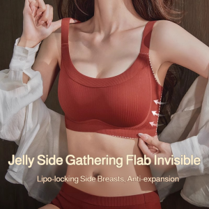 [YWEOKCAU] Full Cup Minimizer Bra Wireless Anti-Sagging 3Layer Lifting Square Seamless Brassiere Soft Support Large Size Lingerie