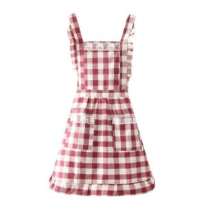 Stylish Ruffled Trim Adjustable Straps Apron with Bowknot for Manicurists Coffee Shop Employees and Restaurant Workers