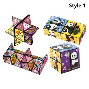 JIYAN2866 Panda Infinite Magic Cube Flipping Geometric Folding Puzzle Three-Dimensional Small Toy 3D Deformation Shape Shifting Box Childrens