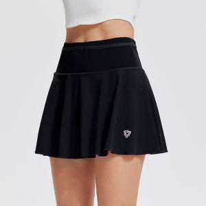 Cosleaf Elegant Microfiber Tennis Skirt with High-Waist Waistband and Pockets for Women - Sky Blue