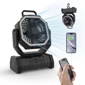 ^Local Seller^ Heavy Duty Outdoor Fan Camping Fan Fishing Lamp Cooling Fan | 4 Wind Speed 3 Level LED Lamp Brightness Slient Mode Timer Mode Automatic Rotation 45⁰ and 90⁰ Rotation 10-Metre range Remote Control 20000 mAH Battery Indicator Type-C Charging