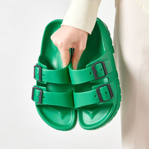 Shevalues Womens Summer Platform Slippers New Fashion Outdoor EVA Beach Slides With Double Buckle Women Indoor Casual Sandals