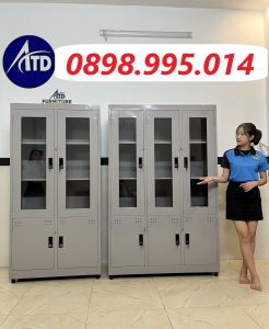 Tủ hồ sơ kiếng màu xám đựng tài liệu văn phòng- tủ tài liệu kính sắt nhiều ngăn có khóa giá rẻ cho trường học tphcm