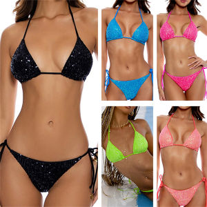 DSF Studio new sequined bikini womens triangle swimsuit multi-color bikini swimsuit Bikini