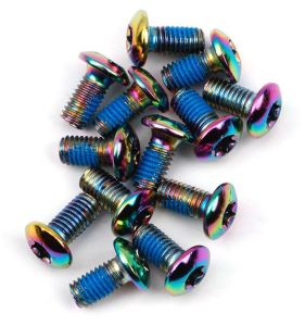 12pcs Skru Piring Disk Basikal Titanium Electroplated Bicycle Disc Rotor Bolt M5 x 10mm Disc Screw Cycling Disk Brake Rotor T25 Skru Disc Basikal