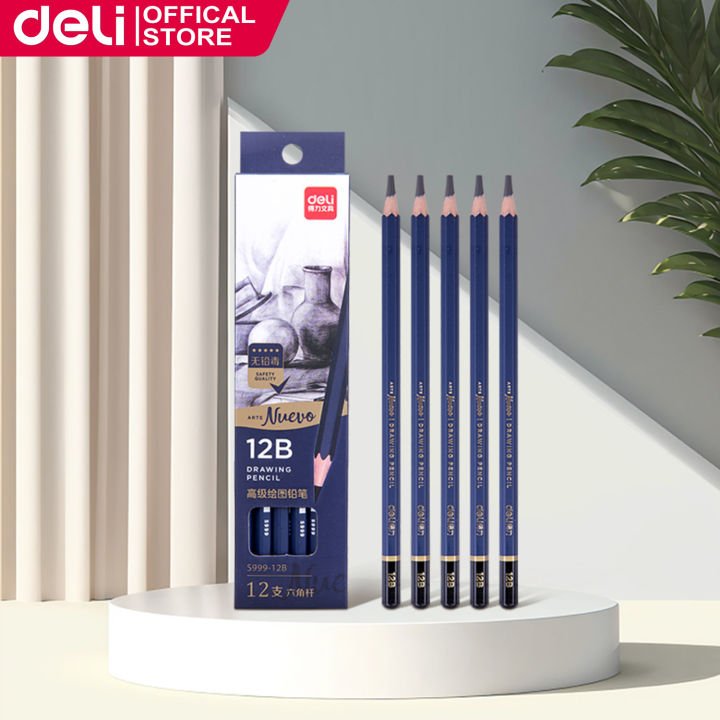 Deli 12pcs/set Drawing Pencils B 3B 5B 7B 9B 10B 12B 14B H 3H ...