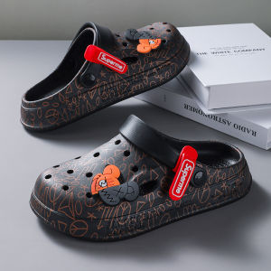 MenS Summer Perforated Sandals Non-Slip Soft-Soled Breathable Suitable For Outdoor Wear Half-Closed Toe Casual Dual-Use Beach Sandals