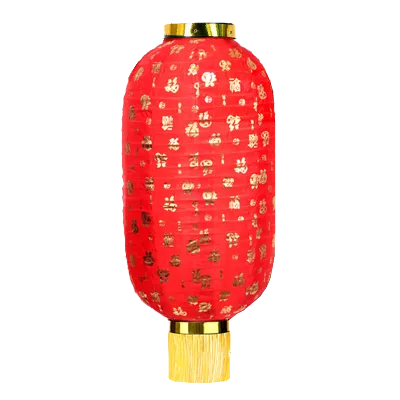 10 Inch Lampion Chinese New Year Pola FU Kualitas Tinggi Lampion Gantung Imlek Tidak Memudar Lampion Merah Lonjong Tahan Hujan Tahan Lama