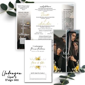 ( ISI 70 PCS ) UNDANGAN NIKAH LIPAT 3 DSIGN 002 Undangan Pernikahan Model Lipat 3 | Undangan Nikahan | Undangan Viral | Undangan Model Terbaru | Wedding Card Invittation | Undangan Terlaris | Undangan Walimah | Party Card Infittation | Undangan Pesta