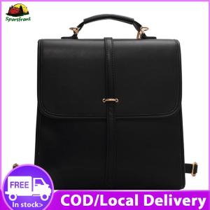 【Fast delivery】 Womens Big PU Leather Backpack Durable Vintage College Rucksack Travel Bag for Everyday Use