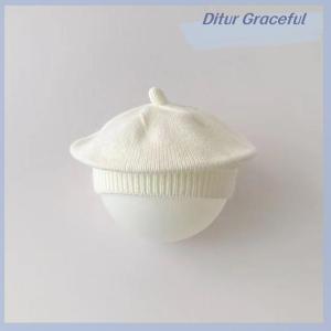 Ditur Fashion Cute Baby Knitted Beret Hat Solid Color Childrens Warm Hats Autumn Winter Cap For Kids Outdoor Bonnet Accessories Gift