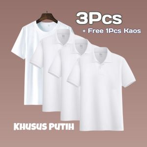 Liso wear - 1Paket 3pcs 115rb+free 1 pcs kaos polos hitam  - Kaos polos kerah pria lengan pendek
