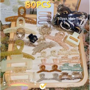 30/40/111 Pcs/set Hair Claw Clips Women Hair Side Clips Rubber Hair Band Stretch Hair Ring Hair Hoop