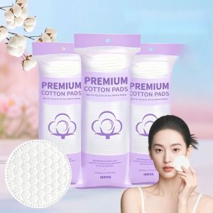 100PCS Hypoallergenic Cotton Pads 3D Honeycomb Texture Reinforced Edges Super Absorbent for Makeup & Toner
