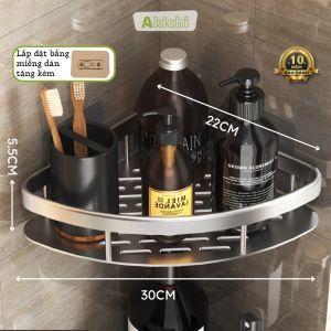 Kệ nhà tắm AKICHI đựng đồ đa năng treo tường bằng miếng dán không cần khoan Nhôm cao cấp chống gỉ