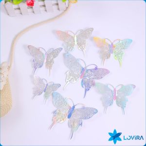 LoviRa 12Pcs/Set Creative Hollow Butterfly DIY Art Home Wall Decor Wedding Birthday Decoration