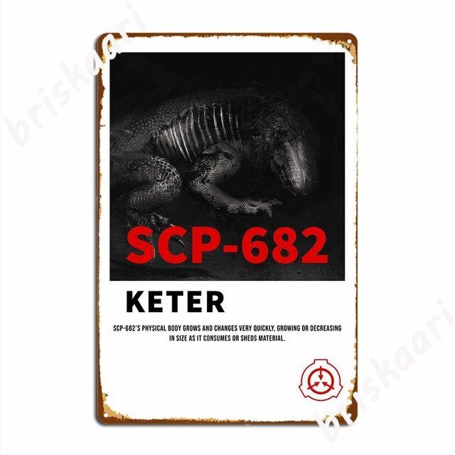 Scp 682โปสเตอร์โลหะสำหรับตกแต่งงานปาร์ตี้โปสเตอร์ป้ายดีบุกในห้องครัว ...