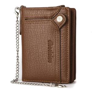 PU Leather Holder Mens Metal Chain Wallet Purse Change Bag for Drivers Organize Your License and Bank Cards