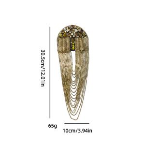 OEUVR Rhinestone Tassel Epaulettes Alloy Decorative Shoulder Mark Dynamic Visual Effects Reinforced Stitching Shoulder Board Stage Performance