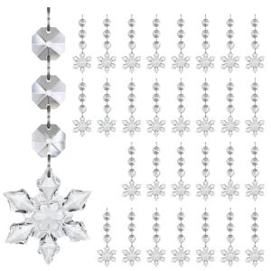 30Pcs Acrylic Snowflake Teardrop Ball Icicles Ornament Shatterproof Clear For Christmas Holiday Decorations