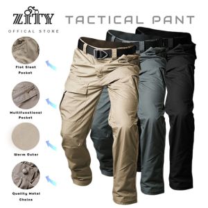 Mens X7 Tactical Cargo Pants Thick Stretchable Waterproof Loose Fit Multi Pocket Outdoor Pants