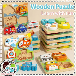 3D Wooden Puzzle Toys Kids Montessori Toys Animal Car Building Blocks Early Educational Gifts Mainan