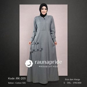 Baru Rauna Gamis Muslimah RK 205 Bahan Cotton 50s Rauna Gamis Jumbo 205 Premium