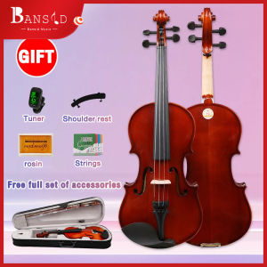 Bansid 4/4 Violin Full Set Handmade Wood Professional Violin Instrument Violin for Kids with Gigbag and Rosin bridge rest violin string Musical violin Instruments Development Music Suitable for beginners and adults and children violin complete set
