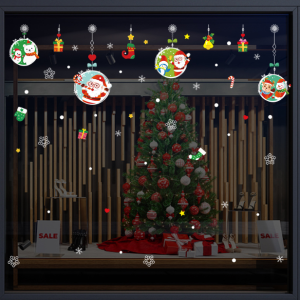 DECAL NOEL – Hít Tĩnh Điện rèm cầu ông già Noel và các bạn dễ thương-AMJ407(45*60cm)