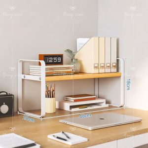 Happy🩵2 สีให้เลือก ชั้นวางหนังสือ 72cm ชั้นวางของบนโต๊ะ ชั้นหนังสือ ตกแต่งโต๊ะทํางาน ปรับเปลี่ยนรูปทรงได้ สีขาวสไตล์มินิมอ