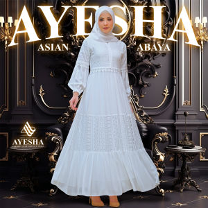 AYESHA Gamis Putih Brokat Wanita Mewah Elegan Terbaru