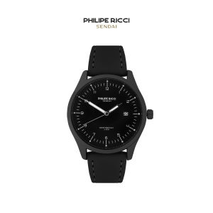 PhiLipe Ricci Sendai Jam Tangan Pria Kulit Hitam Keren Original Water Resist 3ATM 6344 Men Watches