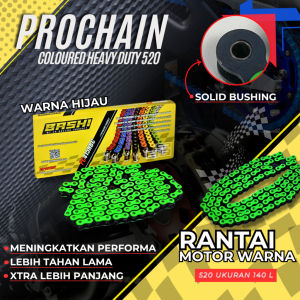 BASHI - Rantai Motor 520H Solid Bushing Prochain Coloured Bashi Warna Panjang 140L HEAVY DUTY KLX CRF DTRACKER Universal