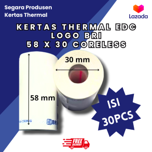 KERTAS THERMAL EDC LOGO BRI ISI 30 ROLL