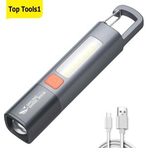 LED Camping Flashlight Multifunction Flashlight Type C USB Rechargeable Telescopic Zoomable Flashlight 3 Light Modes 300LM for Hiking Climbing