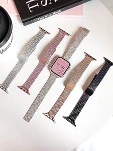 [ｈｏｔ] Suitable for iwatch11 Womens watch with stainless steel wheat ear metal magnetic clasp applewatch Strap