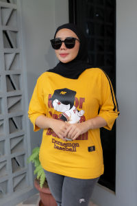 Kaos Atasan Oversize Lengan 3/4 FST Bahan Katun Kombet 20s Blus Jumbo REALPICT