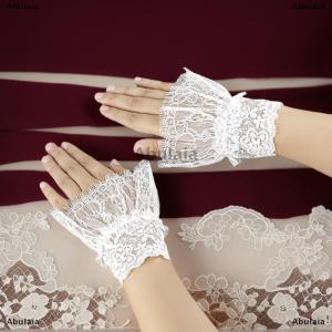 [COD] Abulaia Women Fake Arm Sleeves With Short Tassels White And Black Pleated Cuff Beautiful Lace Accessories Outdoor Embellishments