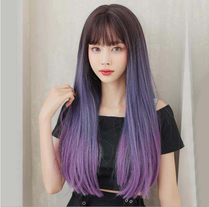 Long straight outlet purple hair