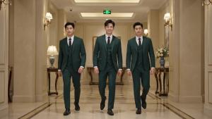 Groom & Groomsmen Dark Green 3PCS Suit for Men  Matching Wedding Formal Look  Free Black Tie  S-6XL