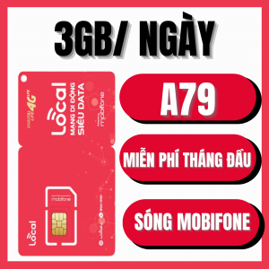 ( SIM SẴN 1 THÁNG ĐẦU ) Sim 4G Mobifone Local A79 Data 3GB/ngày TỐC ĐỘ CAO ( 90GB/tháng ) - Phí Gia Hạn 79k/tháng. FREESHIP - CHƯA KÍCH HOẠT