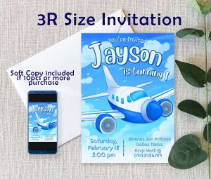 Pilot - Airplane - Aviation - Oh My Time Flies - Boy Birthday Invitation Card - Personalized - Customized - 5R - 4R - 3R
