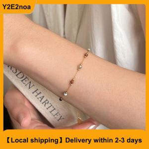 【Local shipping】 Fashion Retro Natural Stone Splicing Beaded Simple Bracelet Necklace Female Light Luxury Temperament Necklace Bracelet Accessories Jewelry
