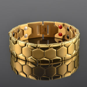 Rcai ครอบงำสร้อยข้อมือเหล็กไทเทเนียมผู้ชายทองสุขภาพแม่เหล็กสร้อยข้อมือป้องกันรังสีเครื่องประดับแฟชั่น