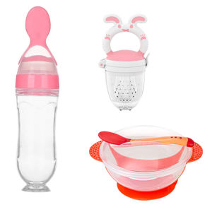 Baby Essential Feeding Set Bowl Masher Spoon Brush Bib Safe Silicon Combo