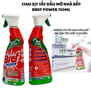Chai xịt tẩy dầu mỡ nhà bếp Bref Power 750ml nội địa Đức dùng dược cho máy hút mùi lò nướng