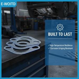 【E-WOITD】 1Pc Reinforced Exhaust Flange Gasket High Temp Universal Car Sealing Pad for Muffler Pipe Noise Reduction